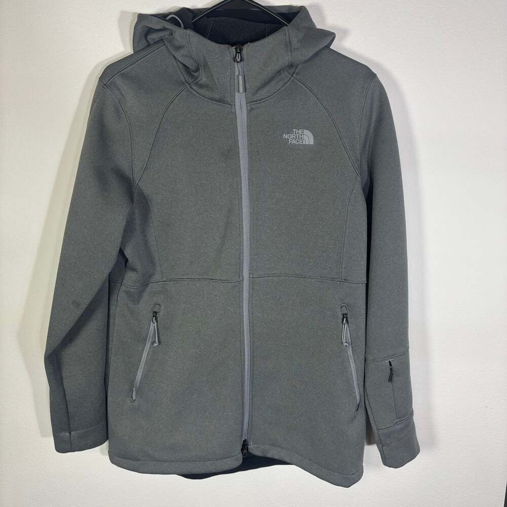 The North Face Womens M Gray WindWall Fleece Lined Hooded Softshell Jacket